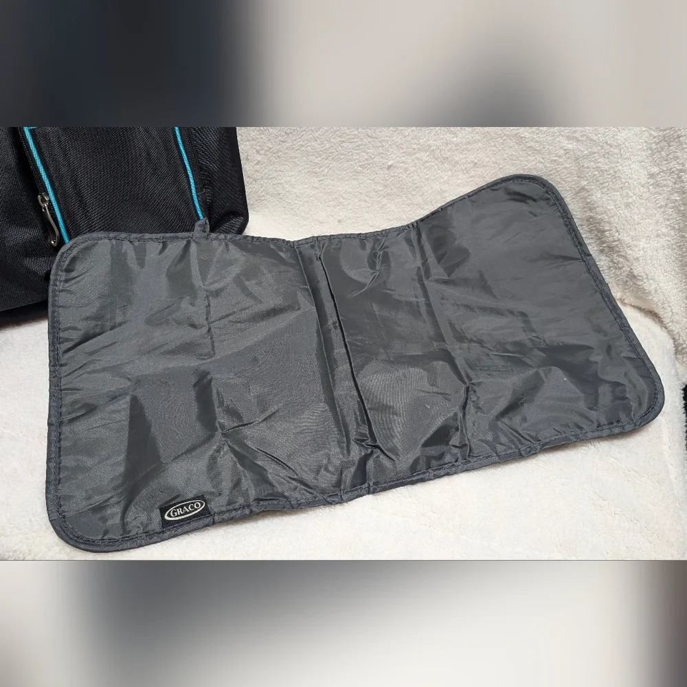 Graco Smart Organizer System Tote Diaper Bag Gym Beach Travel Black Aqua Blue